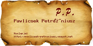 Pavlicsek Petróniusz névjegykártya